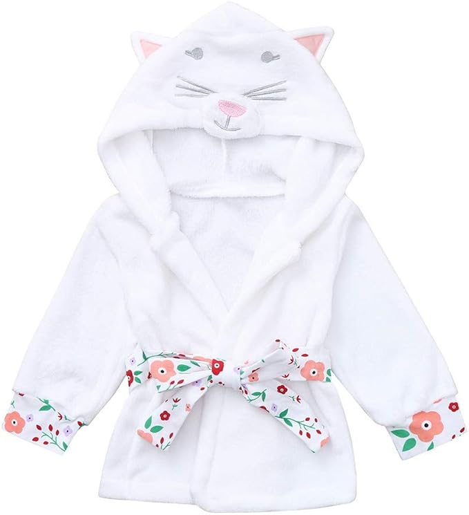 Lubity Pyjama Enfant Chic Garcon Fille Couleur Unie Peluche Peignoir Manches Longues Chic Dessin Anime Chat Impression Oreille Capuche Fleur Peignoir Grande Taille Cravate Serviette De Bain Manteau Amazon Fr Vetements Et Accessoires