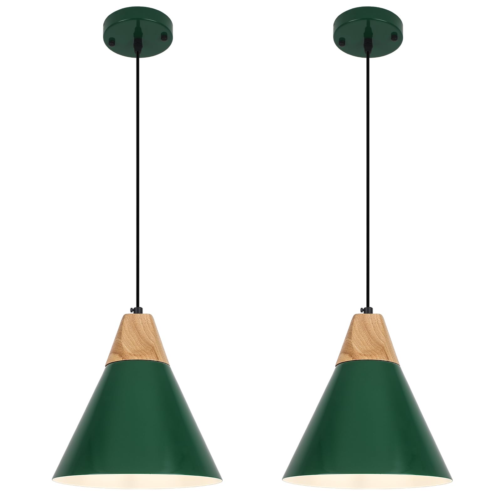 Photo 1 of SESIMENT Farmhouse Pendant Light, 9.4inch, 2 Packs- Green Industrial Kitchen Pendant Lights, Pendant Lights Kitchen Island, Pendant Light for Bedroom, Office, Kichen Sink, Library
