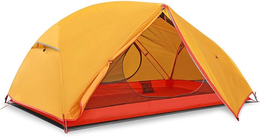 Rahmen Zelte Außenzelt 1-2 Personen Double Deck Camping-Zelt wasserdichtes Outdoor-Zelt Ideal für Camping Wandern Außen (Color : Yellow, Size : 2 People)