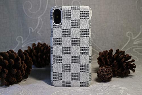 HeiL iPhoneXS MAX TPU (Fast US Deliver Guarantee Fulfilled by Amazon) New Elegant Luxury PU Leather Checker Pattern Classic Style Cover Case for Apple iPhone Xs MAX (White TPU)