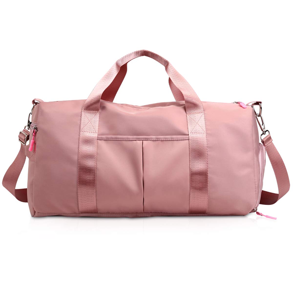 NICOLE & DORIS Waterproof Duffel Bag for Women - Travel, Weekend, Sport, Carry On, Gym Bag with Shoe Compartment - Pink