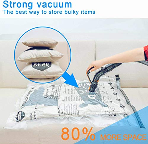 SUOCO Vacuum Storage Bags 8 Pack (Large 32" x 24") Space Saver Compression Bags with Travel Hand Pump