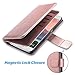 ULAK Galaxy S6 Case, Samsung Galaxy S6 Wallet Case, Wallet Flip Case PU Leather Case Shockproof Soft TPU Inner Bumper Slim Protective Card Slots Wrist Strap Cover- Rose Gold
