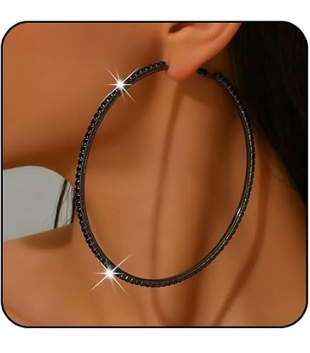 Rhinestone Hoop Earrings for Women Big Hoop Earrings Large