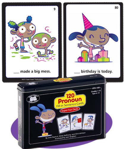 Super Duper Publications 120 Pronoun Fill-in Sentence Fun Deck Flash Cards Educational Learning Resource for Children