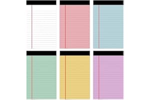 6 Pack 5x8 Inch Legal Pads,Small Notepad,6 Vibrant Colors for Desk Organizing,30 Sheets Per Writing Notepads with Tear-Off Pa