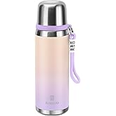 Stainless Steel thermo Bottles with cup 700ml/23.7oz Vacuum Insulated Bottle for hot and cold coffee drink water thermo flask with cup.(Gradient Purple,700ml)