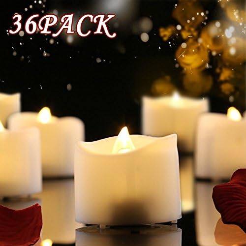 Raycare 36 PACK Flameless Battery Operated Tea Lights, LED Fake Tealight Candles, Warm White Realistic Flickering Bulb Light for Weeding, Votive, Patry, Home Decoration