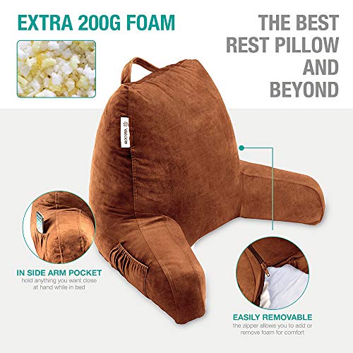 Vekkia Reading & Bed Rest Pillow Replacement Cover 18in (Brown