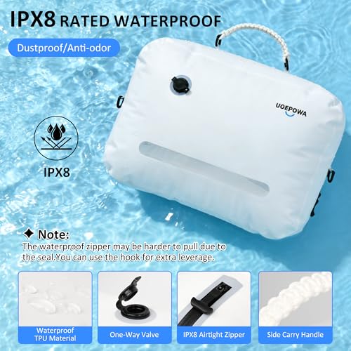 UOEPOWA Vacuum Bags for Travel with Wireless Pump, 180° Open Zipper, IPX8 Waterproof Durable, See-Through Window, 33L Recycled Space Saver Compression Bags for Backpack, Suitcase, Home Storage, 1-Pack
