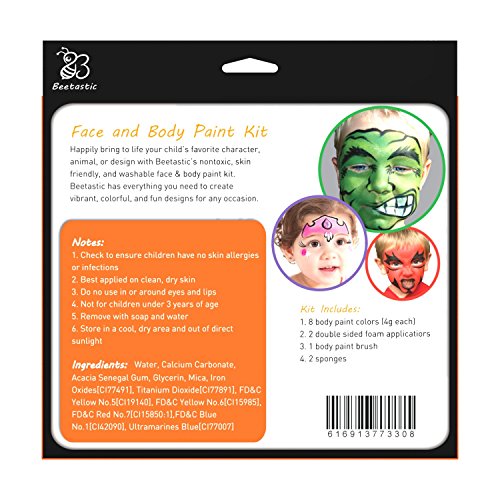Face Painting Kits For Kids - Non-Toxic Art Set With Stencils - Paints 50+ Faces - Easy On Easy Off - Fda Approved (616913773308)