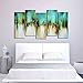 ARTLAND Hand Painted Framed Wall Art 'Blue Skies' 5-Piece Gallery-Wrapped Abstract Oil Painting on Canvas for Living Room 28x50-inch