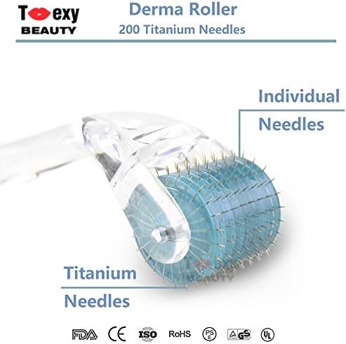 1.0mm Derma Roller Skin Massager Titanium Micro Needles 200-Pin For Face Beauty. Banish Acne Scars Wrinkles Hair Loss Anti Aging