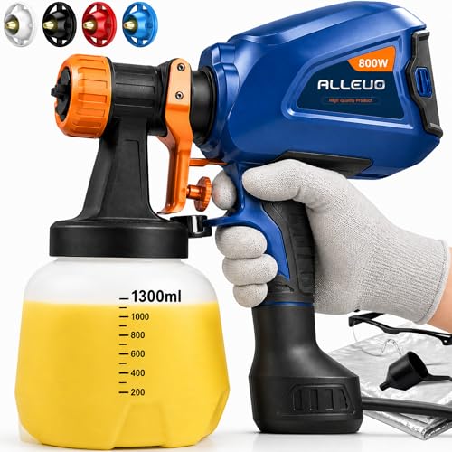 ALLEVO 800W Paint Sprayer – Electric Paint Sprayer 1300 ml, 4 Nozzles, Electric Sprayer, Hand Sprayer, Paint Sprayers, Accessories, Walls, Furniture, Ceiling