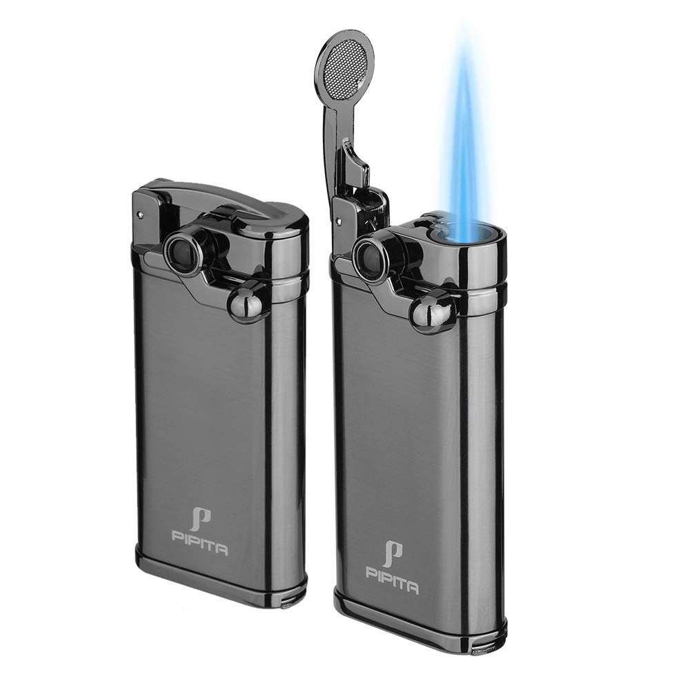 2 Pack Single Jet Flame Lighter, Windproof and Gas Refillable, Butane Torch Lighter with Punch for BBQ, Camping, Outdoor and Candles, Gifts for Him Men (Without Gas)