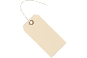 EZDOM Premium Manila Tags with String - Box of 200 Tags #5-4.75” x 2.375" - 13pt Paper Tags for Labeling with Reinforced Eyelet and String Attached