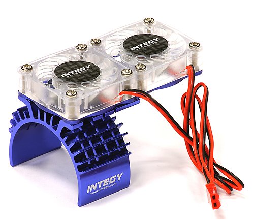 Integy Hobby RC Model T8534BLUE Motor Heatsink + Twin Cooling Fan for Traxxas 1/10 Slash 4X4 (6808)