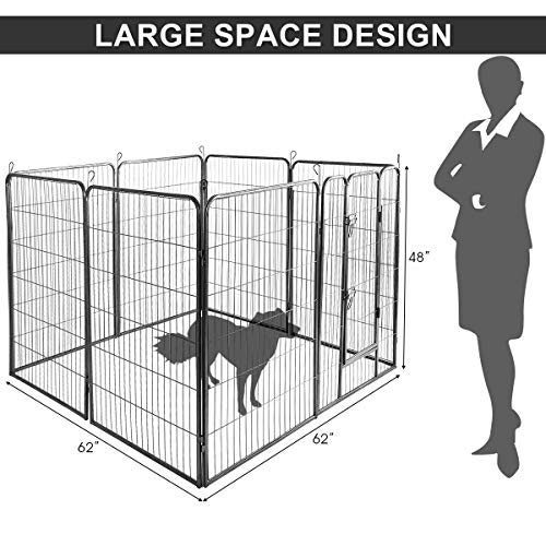 Giantex 24/32/40/48inch Dog Playpen with Door, 16/8 Panel Pet Playpen