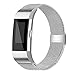 iGK Replacement Bands Compatible for Fitbit Charge 2, Stainless Steel Metal Bracelet with Unique Magnet Clasp Silver Large