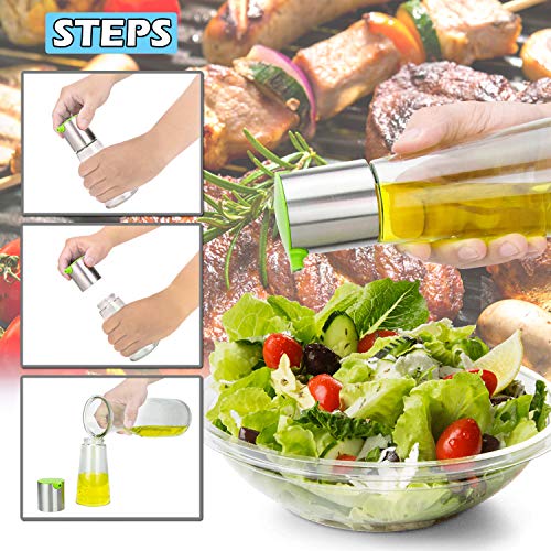 Evelyne GMT-10201-G Oil Vinegar 2 Pieces Dispenser Cruet Set Glass Bottle Soy Chilli Sauce