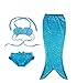 Tessy Apparel Little Girls 3 Pcs Mermaid Tail Swimwear Swimsuit Bathing Suit Toddlers Mermaid Bikini Set Princess Mermaid Costume