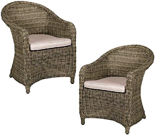 CHRISTOW BROWN RATTAN CHAIRS OUTDOOR GARDEN PARTY BALCONY CHAIRS 2 CHAIR SET OUT (8)