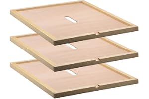 UIVONIGK 3Pcs Beehive Inner Cover for 10 Frame Bee Hive Box,Durable Wooden Insulation Ventilation Inner Cover with Feeding Hole for Beekeeping Tool
