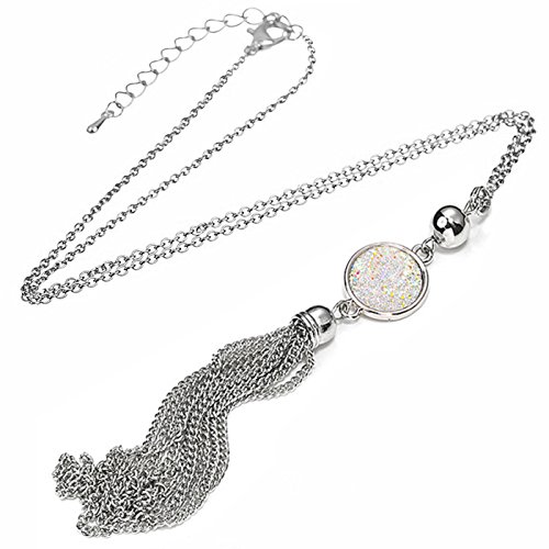 Sweater Chain and Tassel Long Necklace Bar Y Lariat Drop Pendant for Women