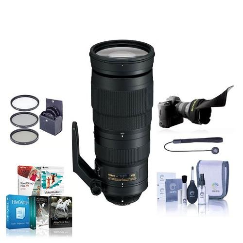Nikon 200-500mm F/5.6E ED AF-S VR Zoom NIKKOR Lens - U.S.A. Warranty - Bundle With 95mm Filter Kit, Flex Lens Shade, Cleaning Kit, Cap Leash, Software Package