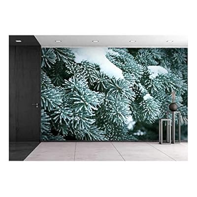 Winter Frost on Spruce Christmas Tree Close-Up .Shallow Depth-of-Field - Removable Wall Mural | Self-Adhesive Large Wallpaper - 100x144 inches