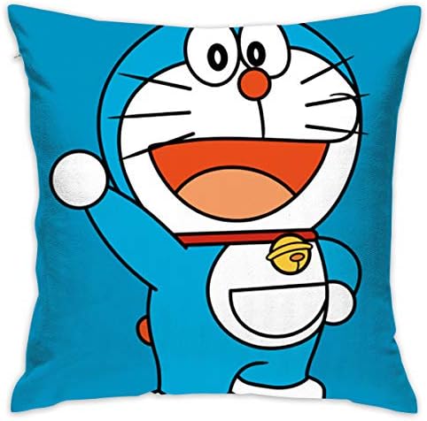 Kjhuihi Doraemon Cushion Cover Durable Cotton Linen Pillowcase for Sofa,Bedroom,Gifts,Home Decor 45x45cm