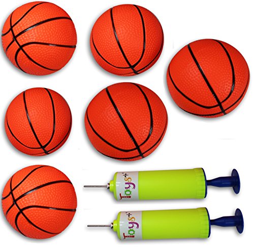 Toys+ 10 Pack! Inflatable Mini Basketballs Includes Pump and Needle Magic Shot Pro Mini Hoop Basketballs (6 Pack)
