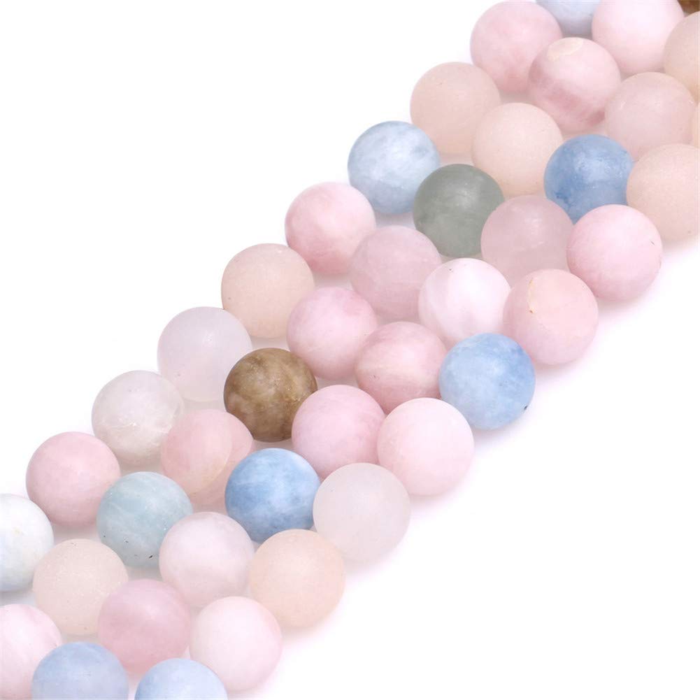 SHGbeads Frosted Morganite Morgan Gemstone Semi Precious 10mm Round Loose Beads for Jewellery Making DIY Bracelet Necklace Crafts 15''