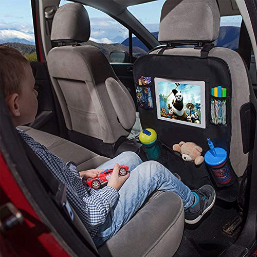 Fullsexy 2 Pack Car Backseat Organizer with Touch Screen Tablet Holder, Waterproof Kick Mats Back Seat Protector, NO Bad Smell (24" X 16")