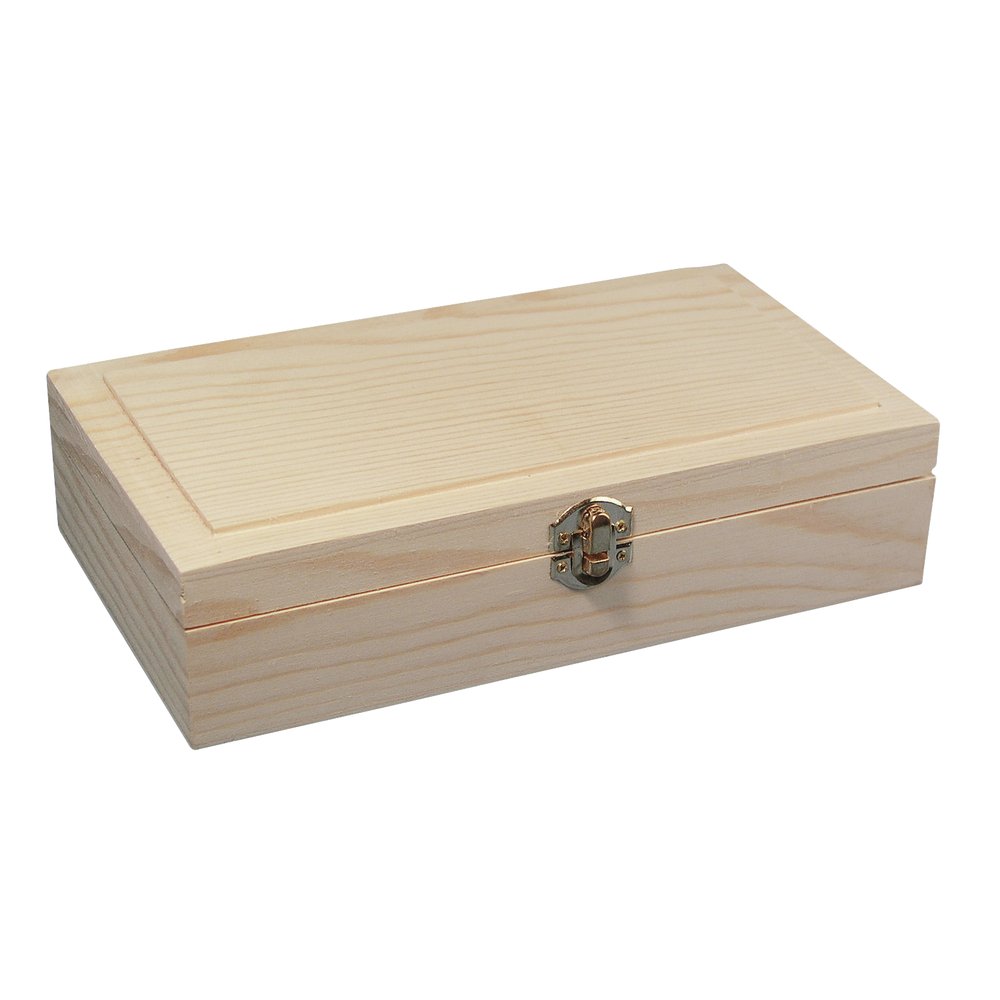 Rayher wooden casket frame, FSC Mix Credit, untreated, with metal snap closure, size: 24.70 cm x 14.90 cm x 5.90 cm, 62296000
