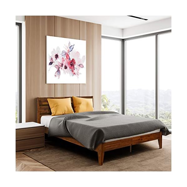 Acacia Emery 14 Inch Wood Platform Bed Frame with Headboard, Queen
