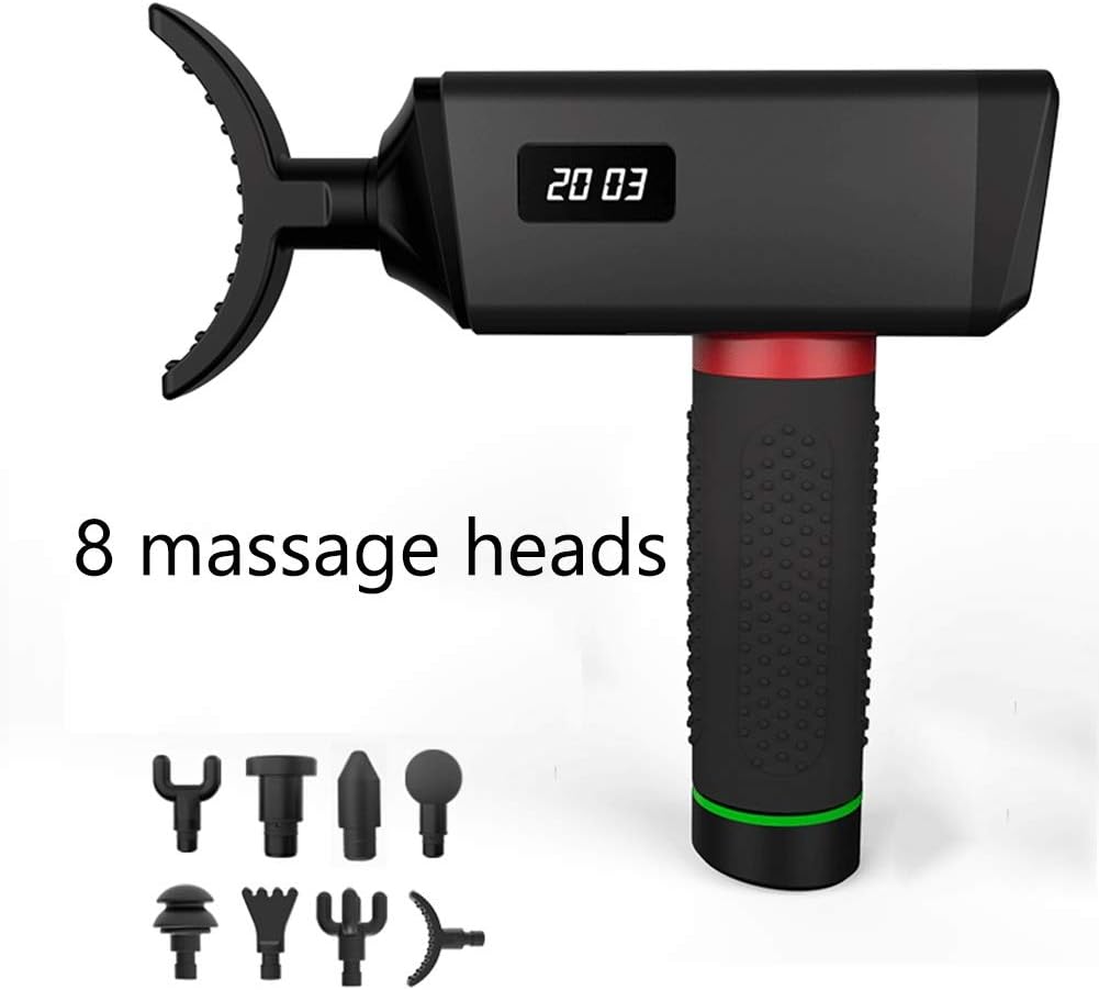 Handheld Deep Tissue Muscle Massage Gun Portable Super-Quiet Cordless Muscle Relaxation Fascia Gun (Color : Black)