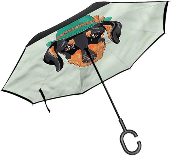 ScottDecor Dachshund Umbrella Hipster Dog and Hat AntiUV