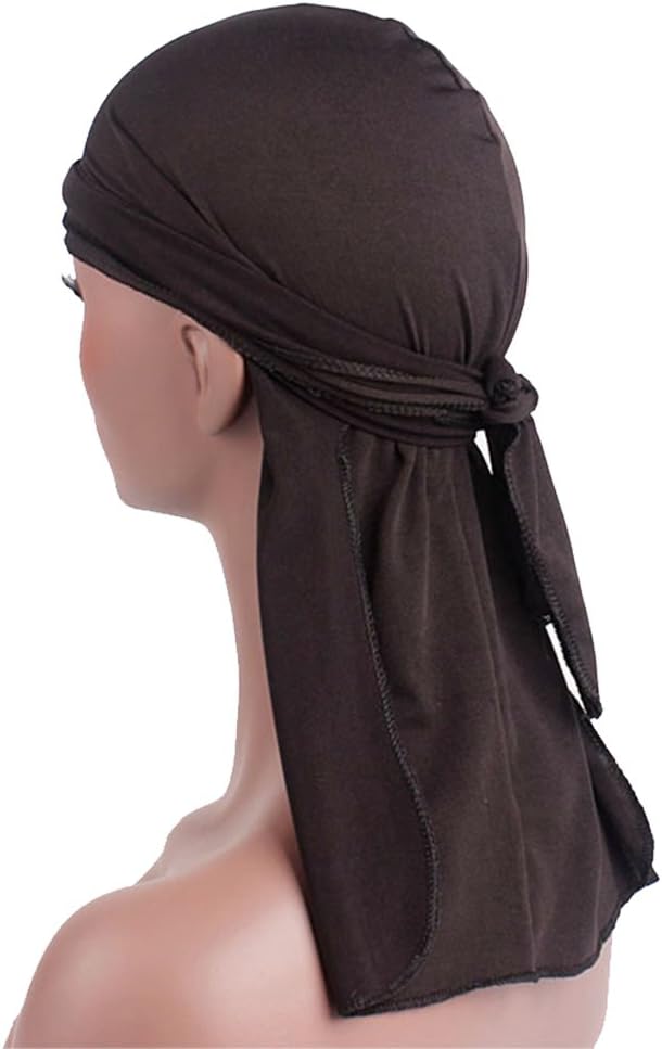 ACTLATI Durag Unisex Long-Tail Turban Muslim Chemo Headwrap Cap Pirate Beanie Cap