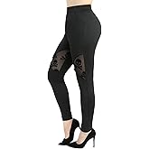 ROSE GAL Plus Size Womens Gothic Punk Skulls Mesh Panel High Waisted Tummy Control Leggings