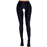 Women's Glossy Opaque Pantyhose Shiny High Waist Tights Stockings Hollow Out Pants Footed Leggings