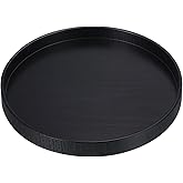 PATIKIL Wood Serving Tray 8 Inch, Round Decorative Platter for Home Decor Kitchen Table Candle Holder, Black