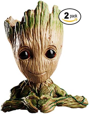Flowerpot Treeman Heart-Shaped Groot Succulent Planter Cute Green Plants Flower Pot with Hole Pen Holder (Small) (2 Pack)