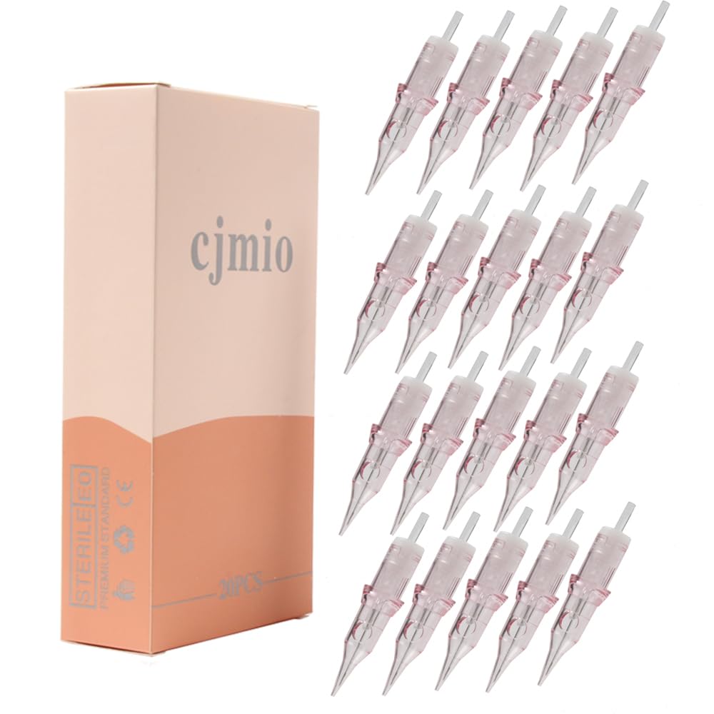 CJMIO Pink 20pcs/box Sterilized Safety tattoo cartridges 3rl .25 Disposable membrane makeup permanent SMP Cartridge 3rl for tattoo gun (0803RL)