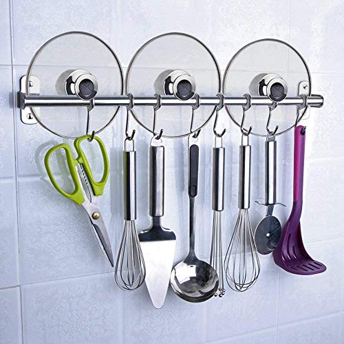 Petilleur Kitchen Sliding Hooks, Stainless Steel Hanging Rack Rail