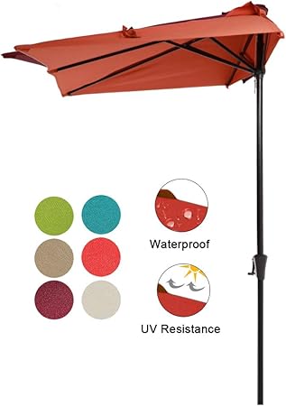 Amazon Com Cobana 7 5 By 4 Half Rectangular Outdoor Patio Umbrella For Patio Balcony Garden Deck Brick Orange Garden Outdoor