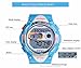 PASNEW LED Waterproof 100m Sports Digital Watch for Children Girls Boys (Blue)