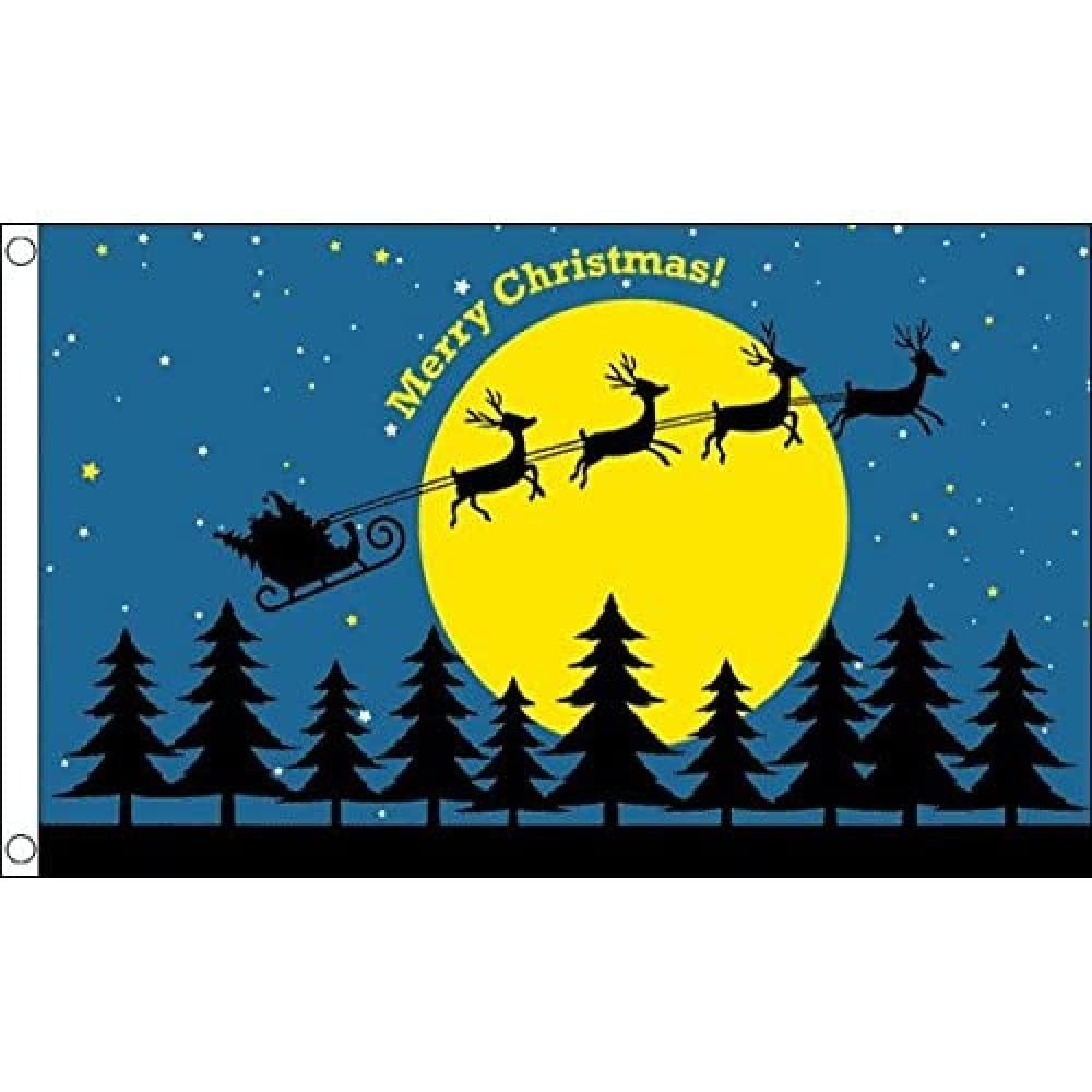 AZ FLAG - Christmas Moon Flag - 3x5 Ft - 100D Polyester Merry Christmas Banner with Two Metal Grommets - Fade Resistant - Vivid Colors - 3' x 5' Feet - 150x90 Cm
