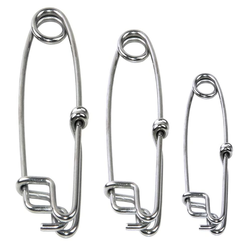 Spearfishing Longline Tuna Fishing Clips Stainless Steel Spring-loaded Float Line Snaps High Strength Branch Hanger Float Snapper Tuna Clip Sea Fishing Tackle (15CM-5pcs)