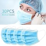 ASKCUT Disposable Masks, Upgrade Sealed Face Mask with Elastic Earloop, 3-Ply Thicker Breathable Safety Masks, Comfortable Sanitary Surgical Mask for Outdoor, Home Office Hospital Use - 1Pcs (30 Pcs)